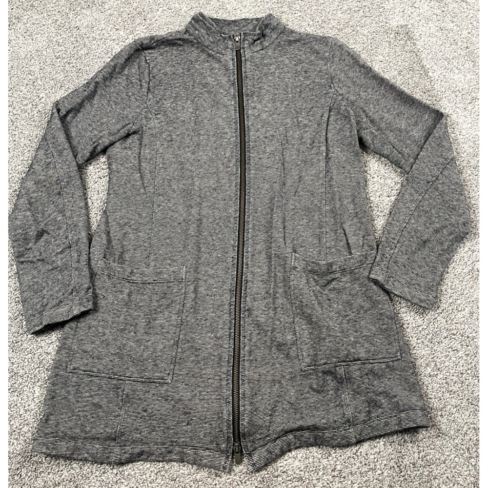 Eileen Fisher Sweater Womens Small Full Zip Long Tunic Stretch Casual Layer Top